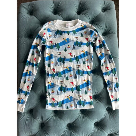 Hanna Andersson Snow Ski Holiday Long Johns Pajama Top Sz 150 US 12 - Picture 1 of 4